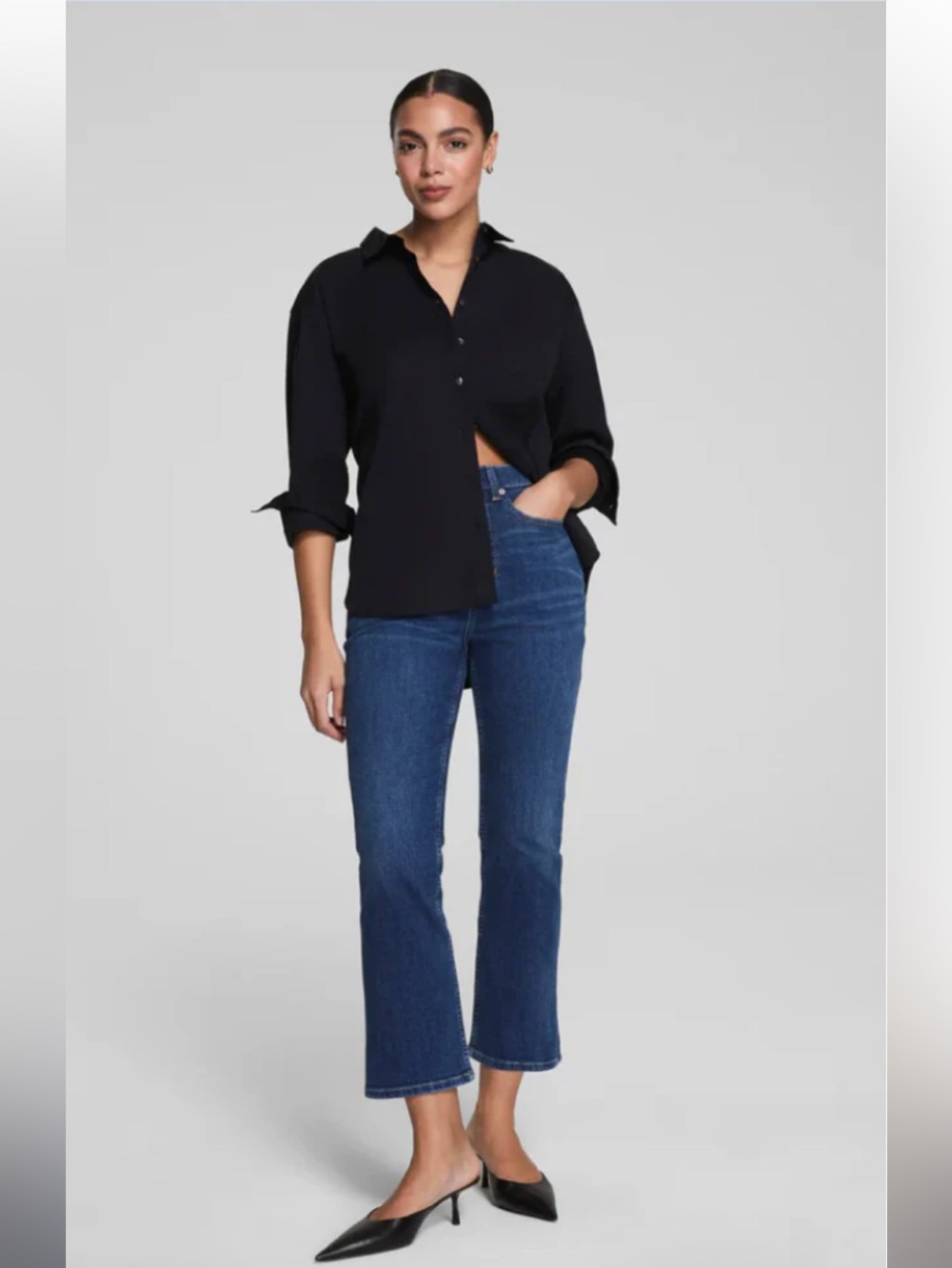 SPANX Blue Cropped Ankle Jeans
